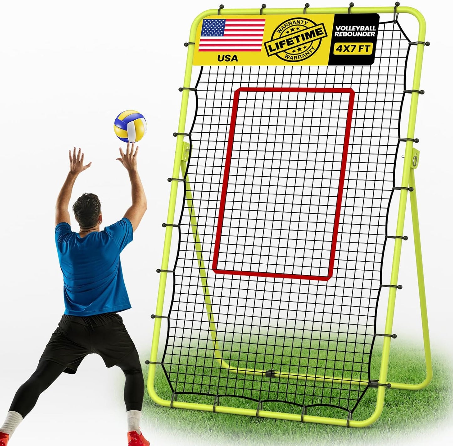 7x4 FT Volleyball Rebounder Net for Training and Skill Development