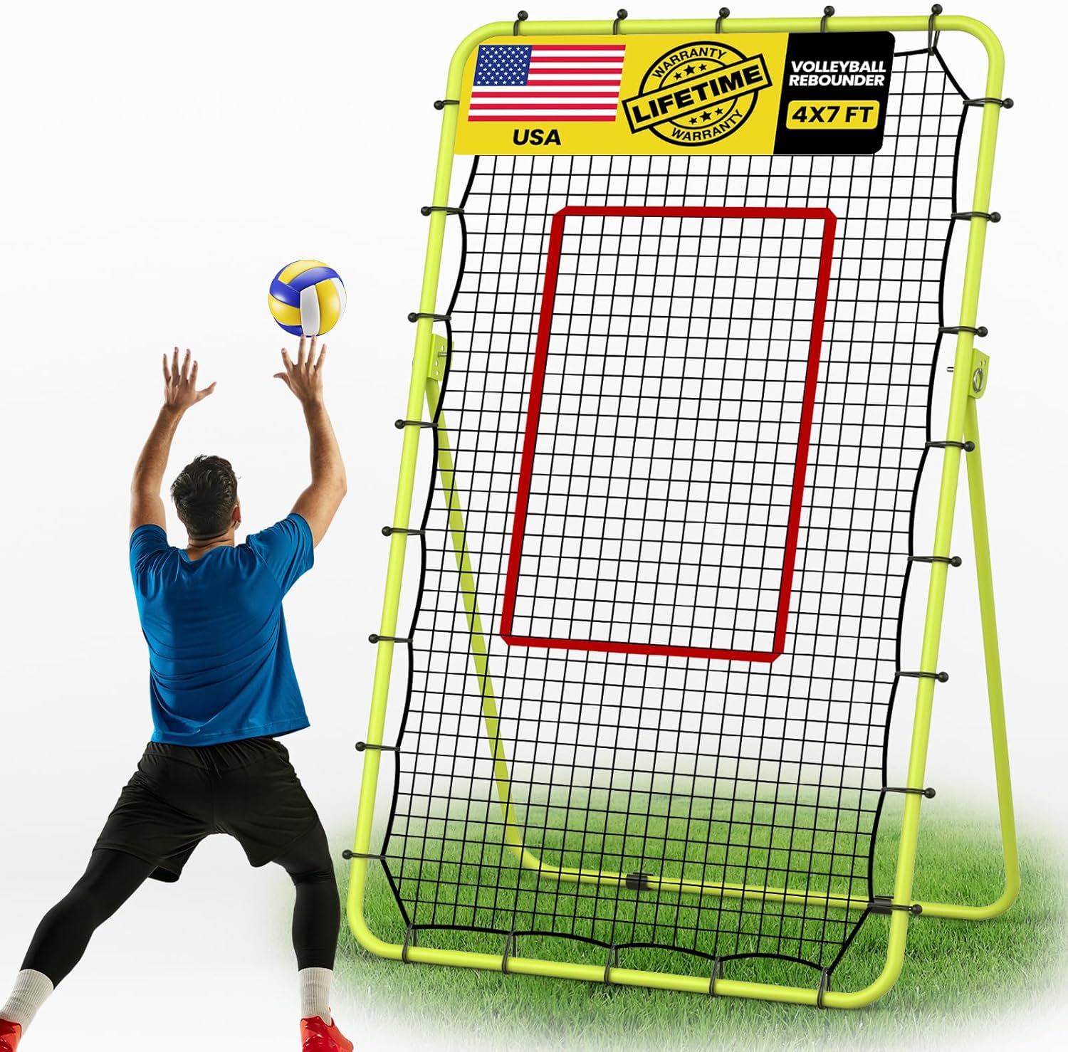 7x4 FT Volleyball Rebounder Net for Training and Skill Development