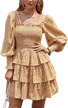 Byinns Women's Floral Print Tiered Ruffle Mini Dress for All Occasions