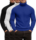 3 Pack Men's Ribbed Turtleneck Shirts - Slim Fit Lightweight