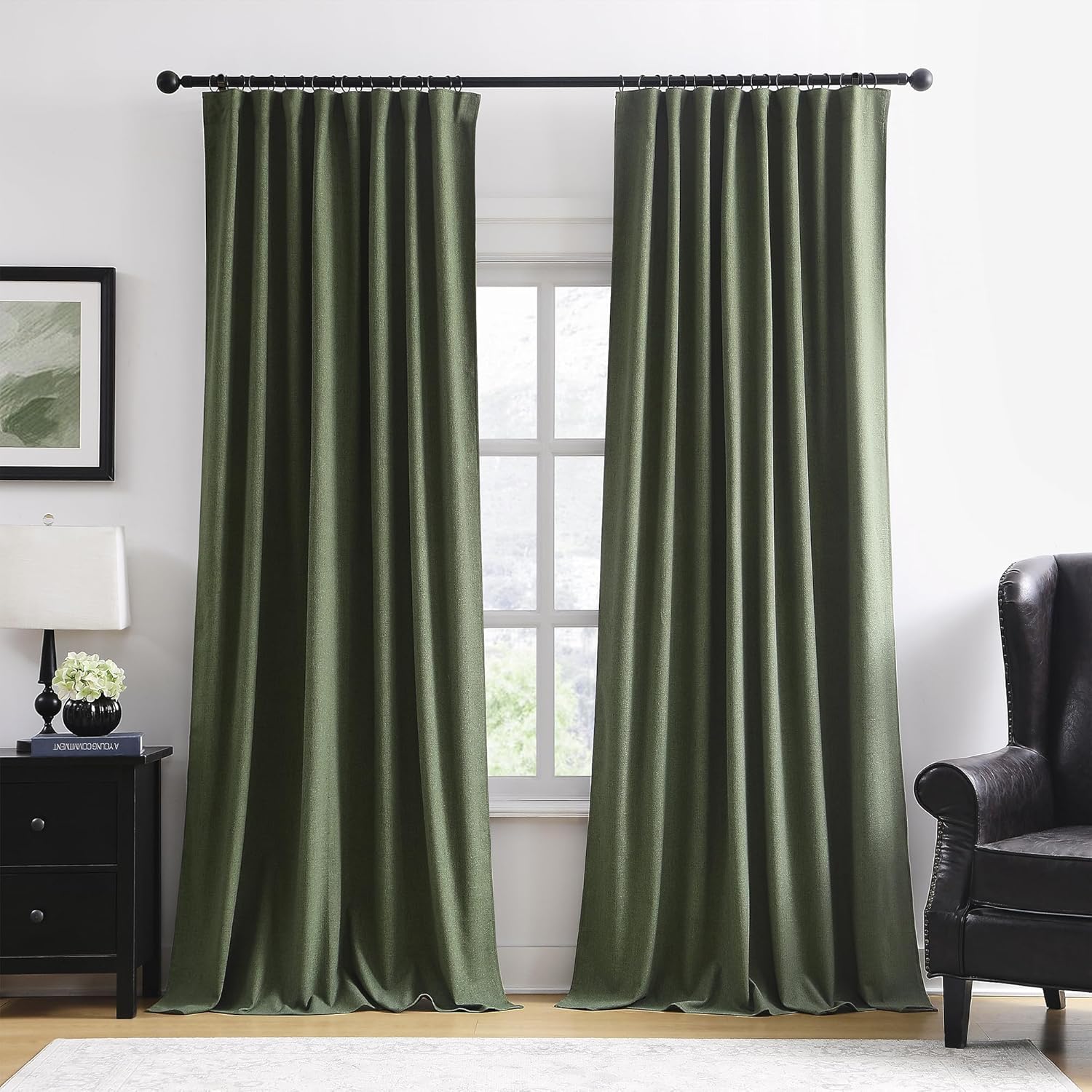 RAIN CITY Extra Wide Linen Blackout Curtains for 70 in Windows