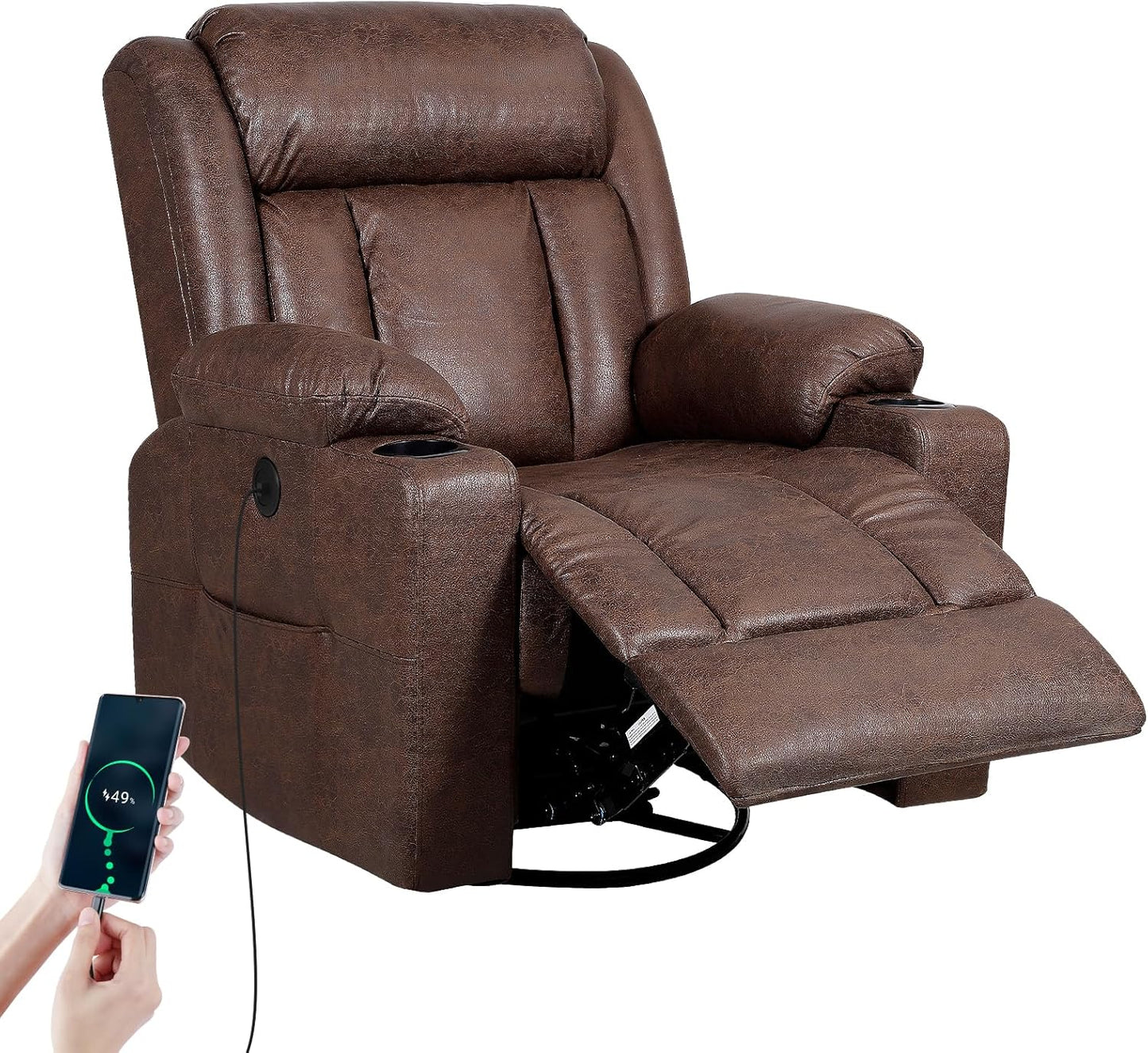 Retro Rocking Recliner Chair with Massage and Heat Features