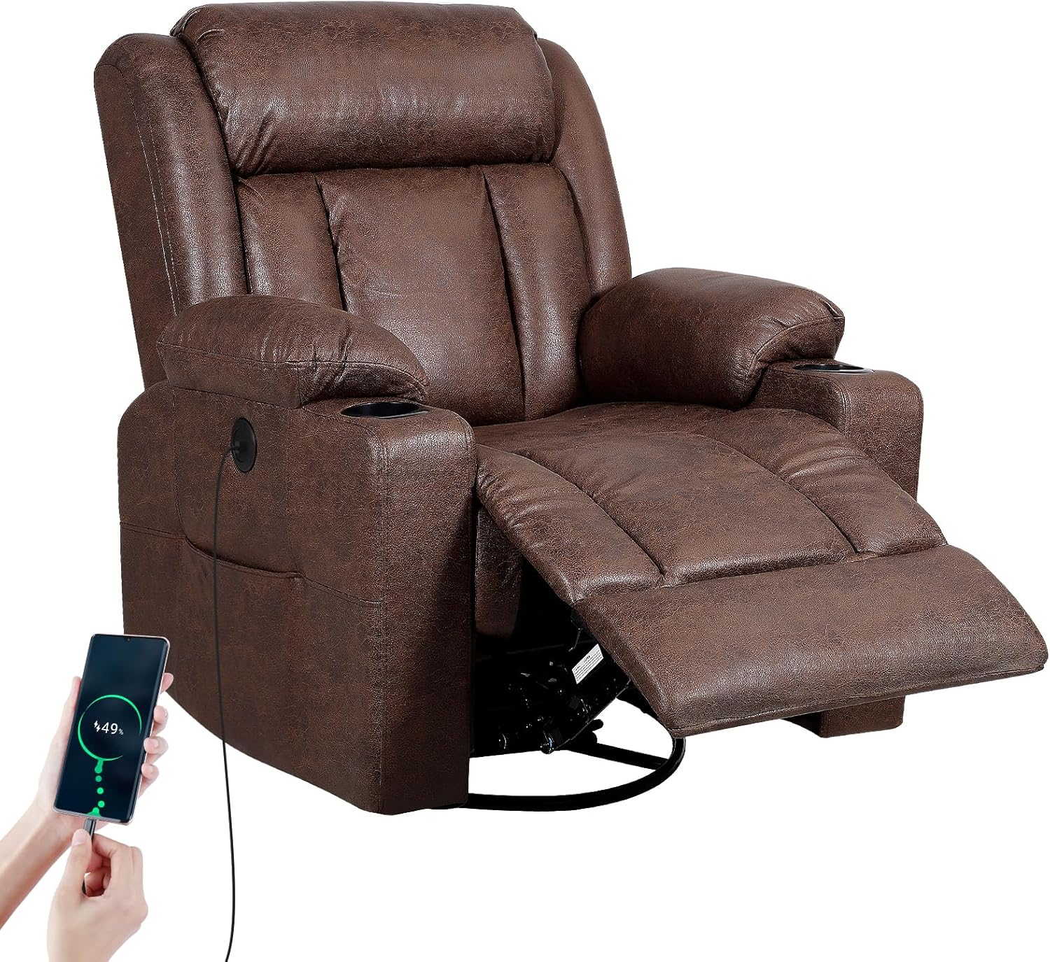 Retro Rocking Recliner Chair with Massage and Heat Features