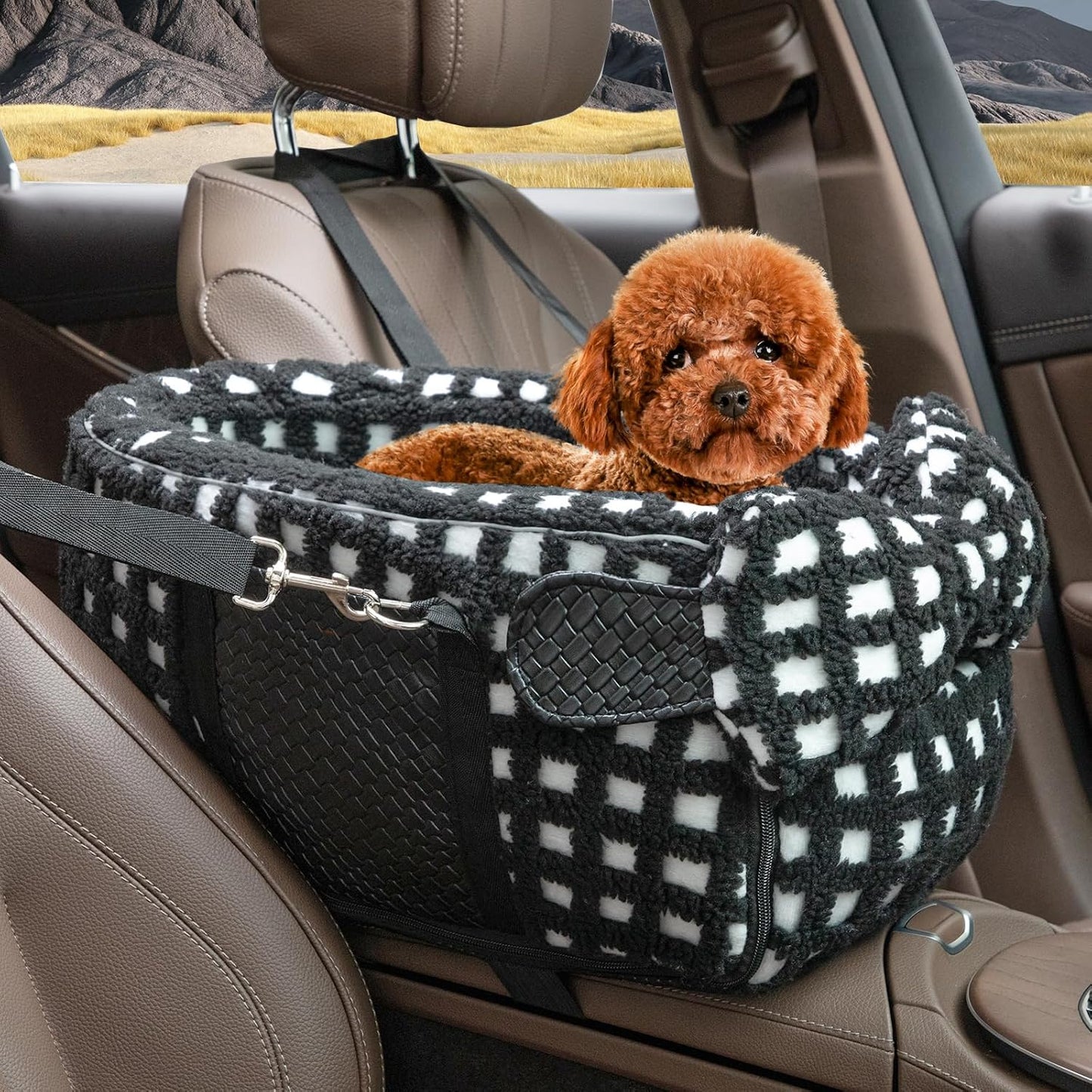 Dog Car Seat for Small Dogs with Safety Belt and Soft Cushion