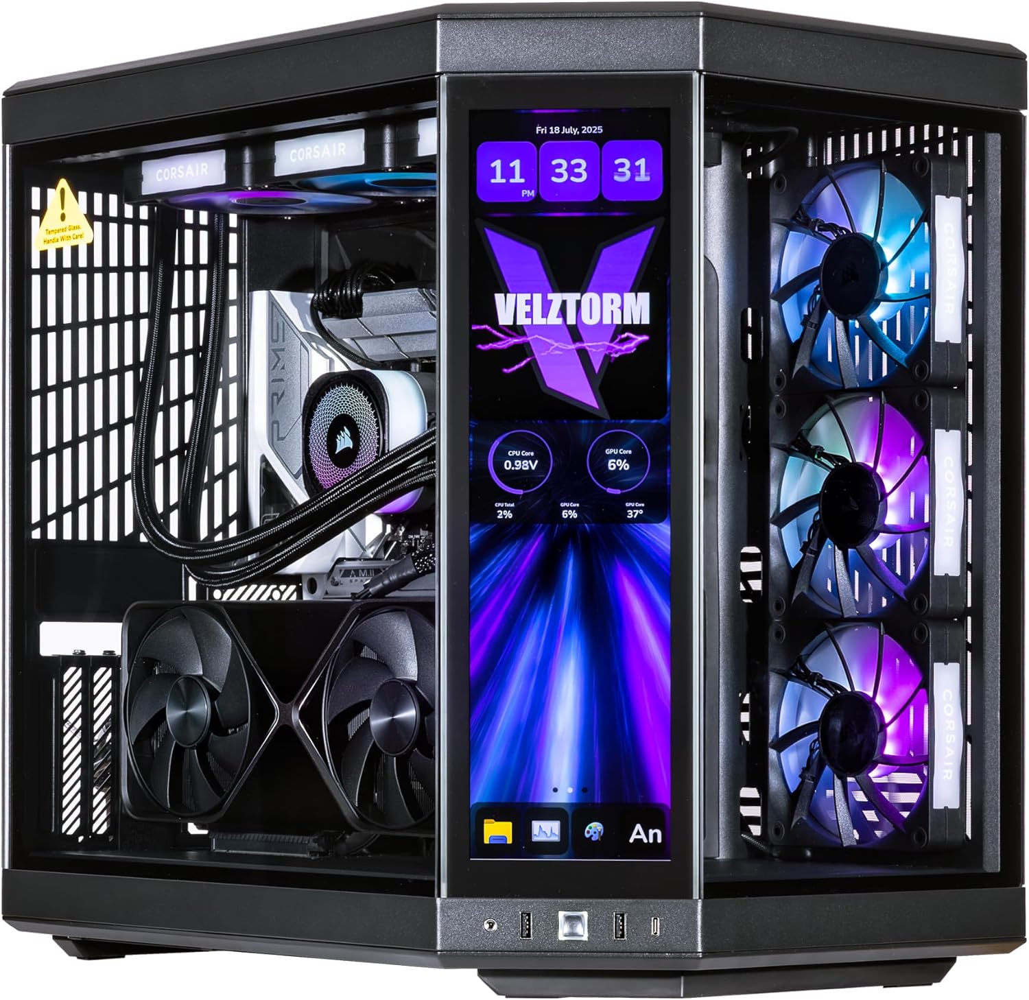 Velztorm LCD Black Praetix Custom Built Y70 Gaming Desktop PC
