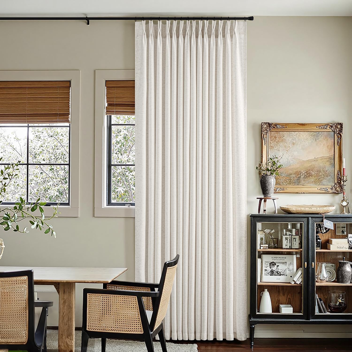 Natural Pinch Pleated Thick Linen Curtains for Elegant Spaces