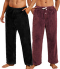 Vulcanodon Mens Plush Warm Pajama Pants 2 Pack - Ultra Soft Lounge