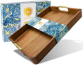 Acacia Wood Serving Tray with Metal Handles 17x12in - Rustic