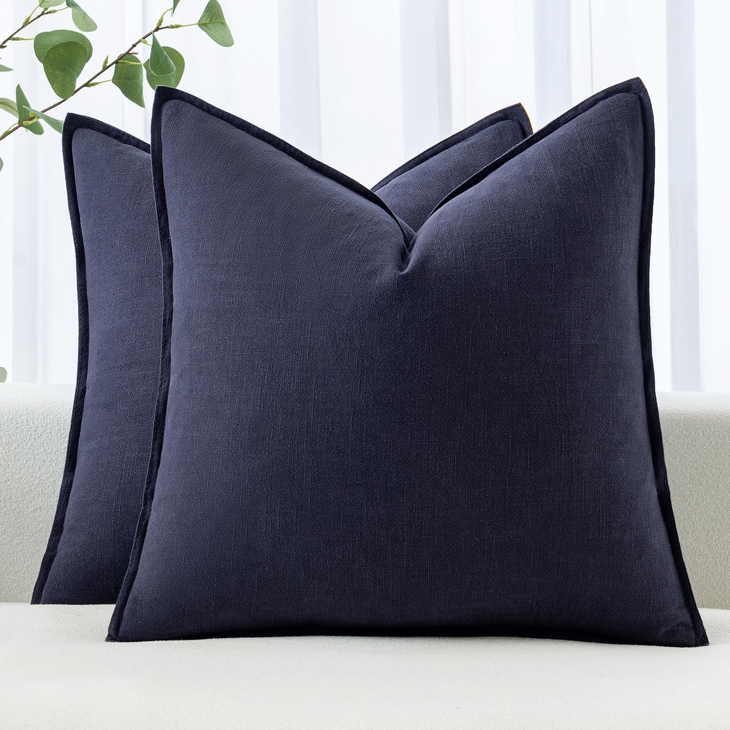 MIULEE Decorative Linen Euro Sham Pillow Covers for Modern Decor