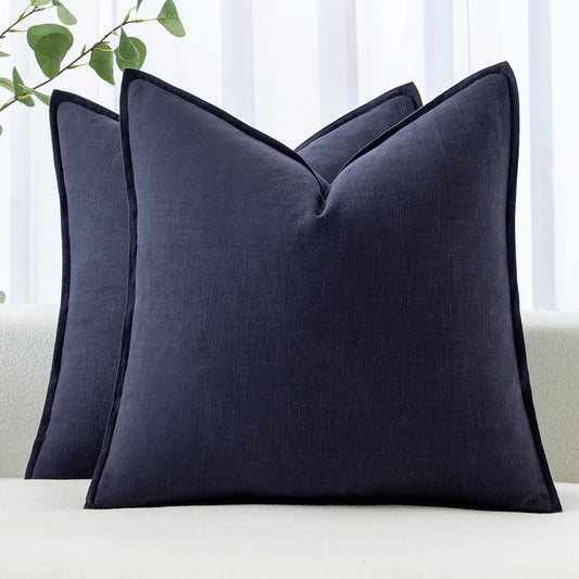 MIULEE Decorative Linen Euro Sham Pillow Covers for Modern Decor