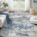 5x7 Area Rug for Living Room - Washable Modern Abstract BlueWhite
