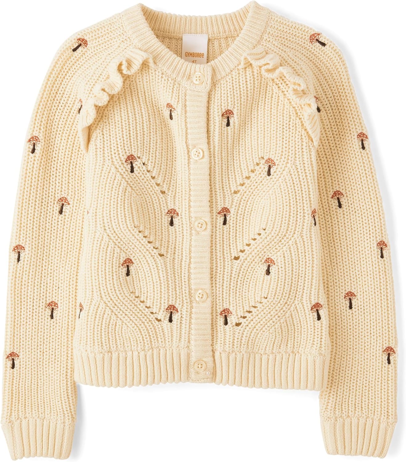 Gymboree Girls' Long Sleeve Cardigan Sweater with Ruffle Trim