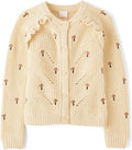 Girls' Long Sleeve Combed Cotton Cardigan - Ruffle Trim