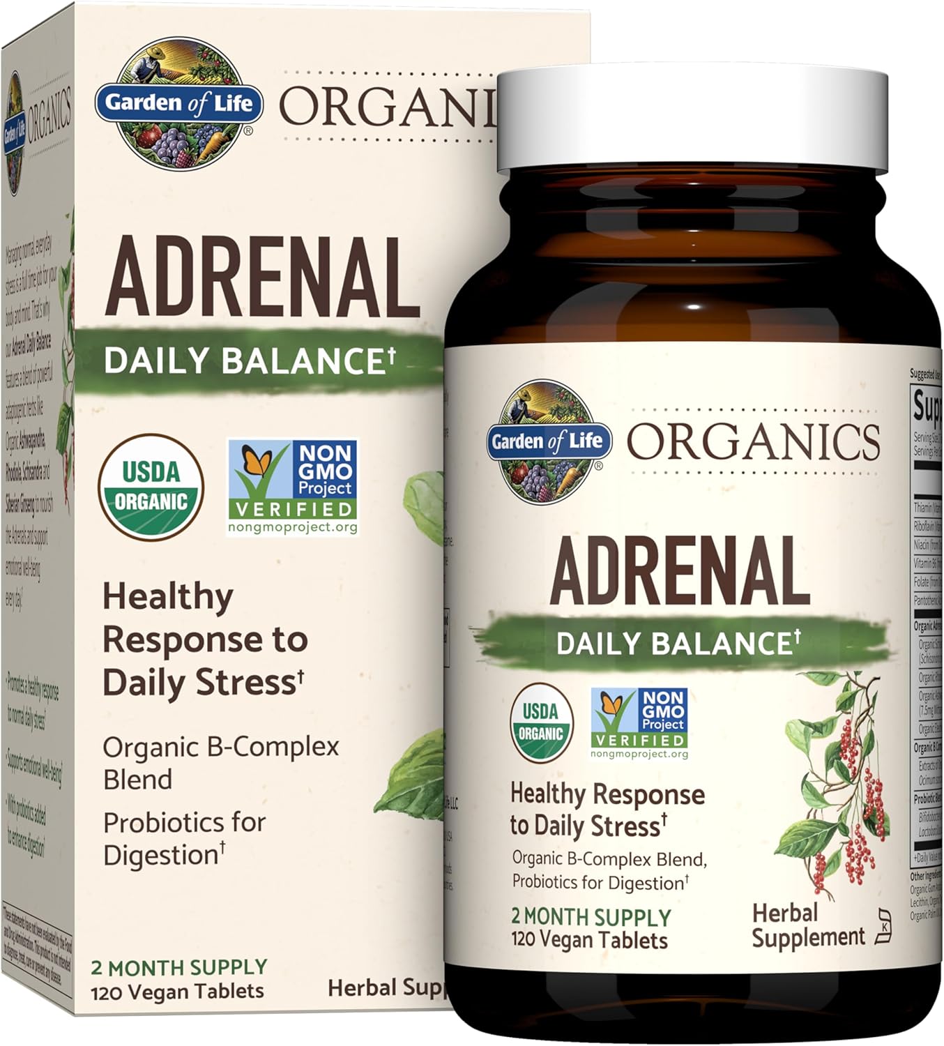 Adrenal Daily Balance Supplement with Adaptogenic Herbs & Probiotics