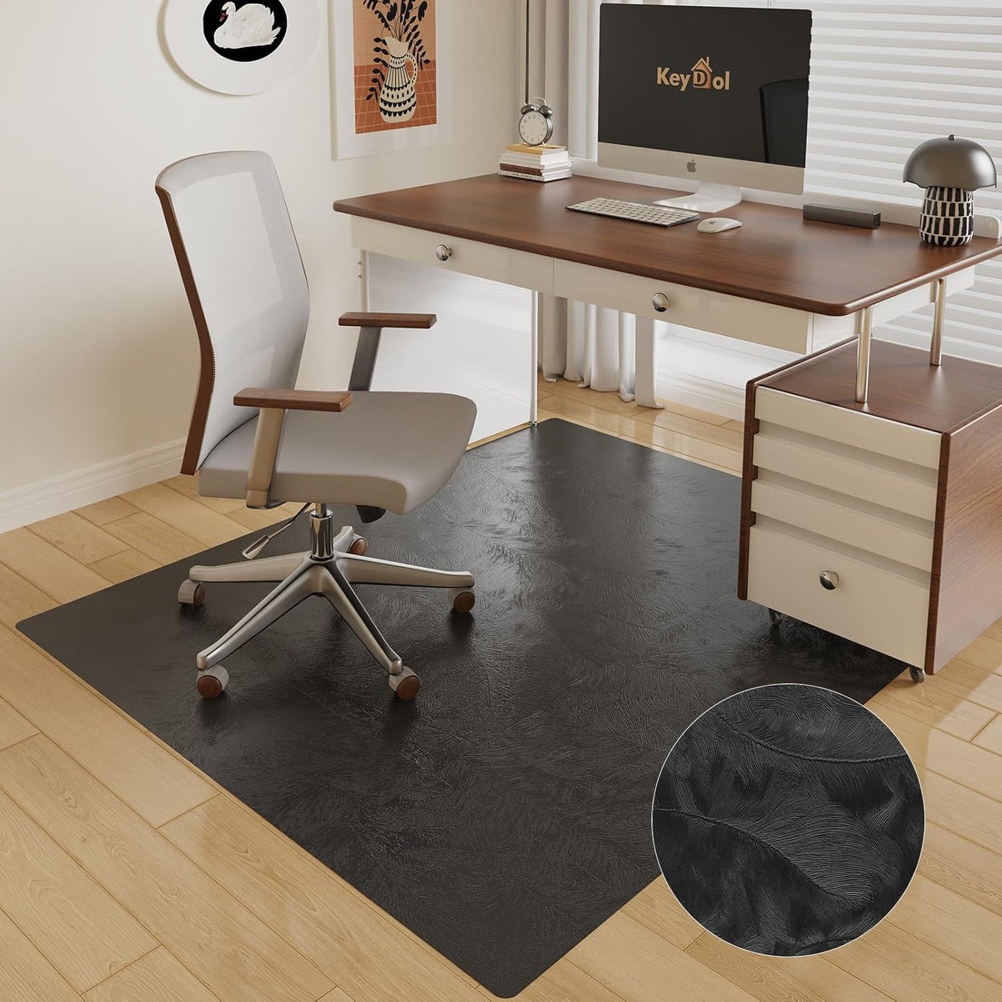 40 x 50 Office Mat for Hardwood Floor with 3D Feather Design