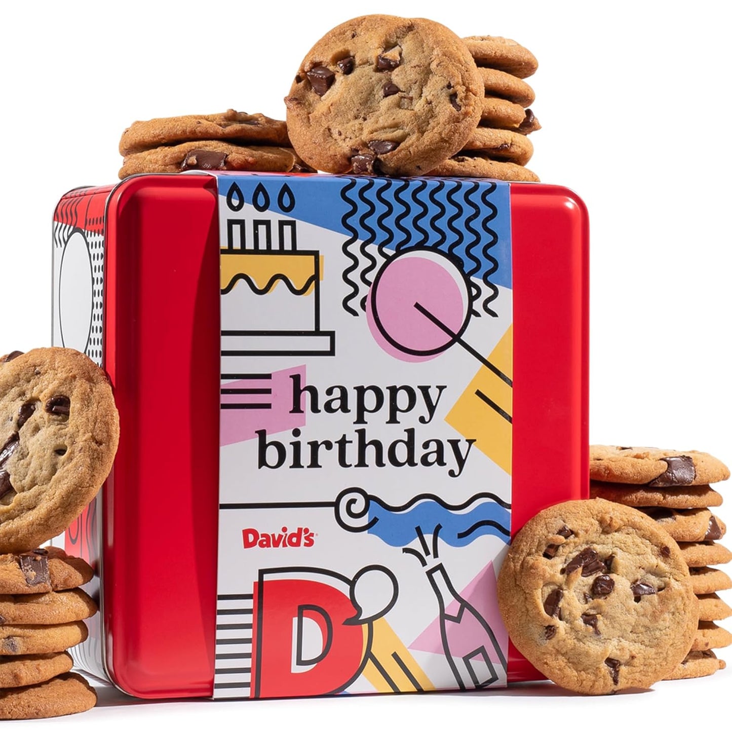 David's Cookies Happy Birthday Chocolate Chunk Cookies Tin Gift