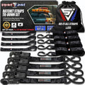 Ratchet Tie Down Straps 4 Pack - Heavy Duty 1in x 15ft Camo