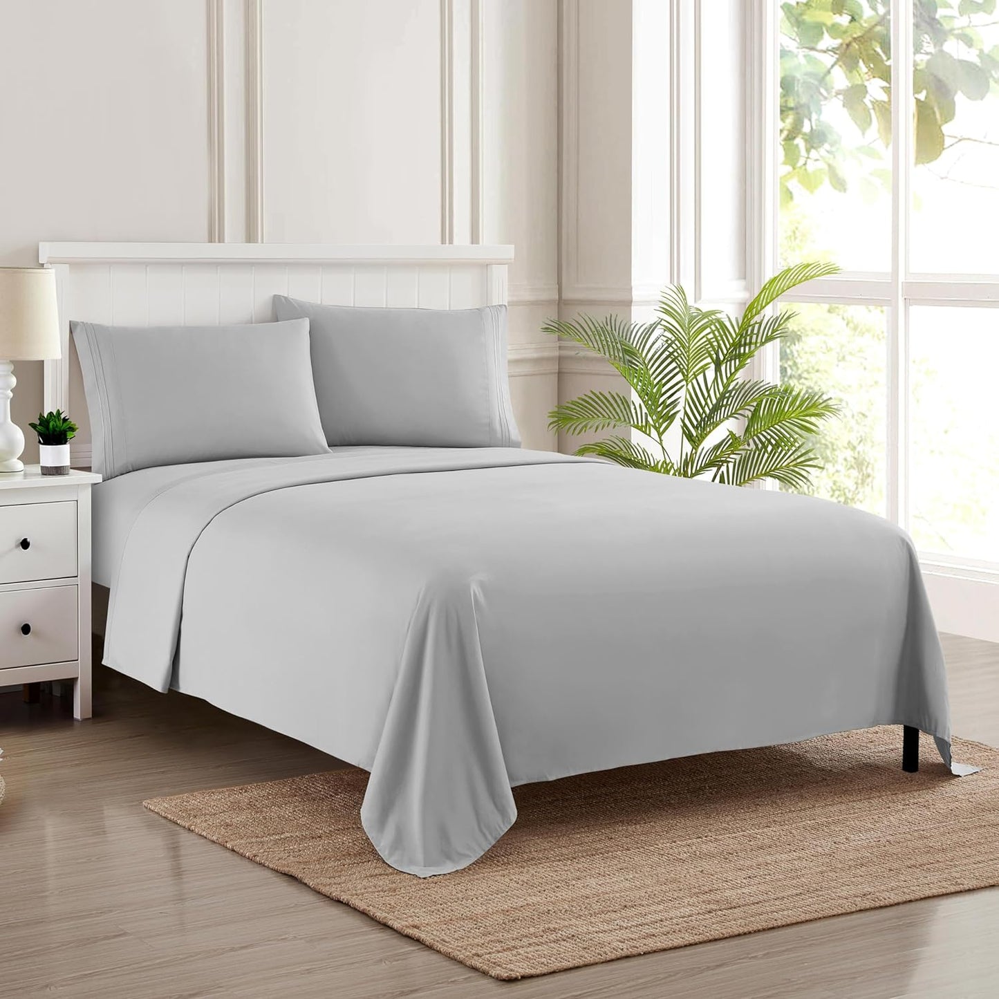 Full Size Sheet Sets - Luxury Deep Pocket Bedding in Silver
