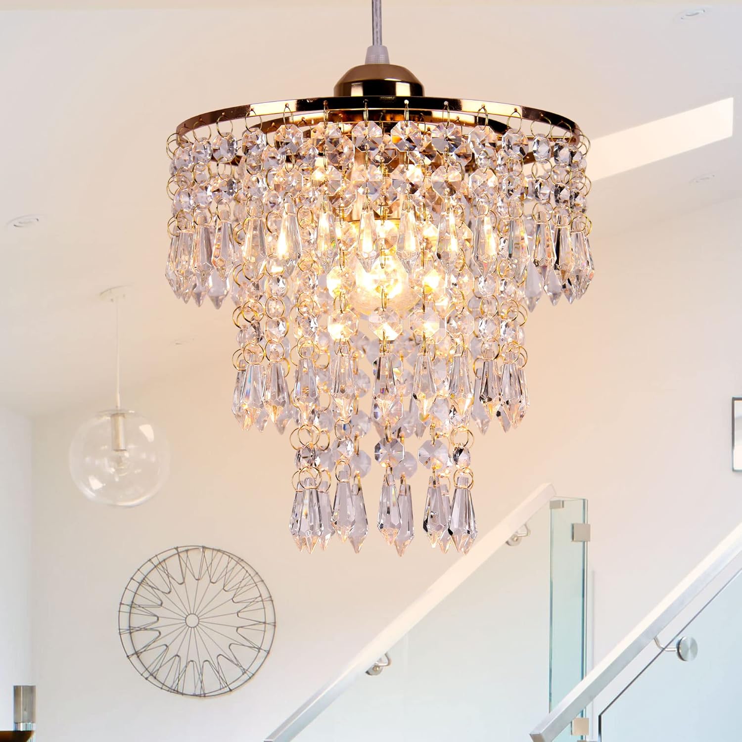 FRIXCHUR Small Gold Chandeliers for Modern Girls Bedroom