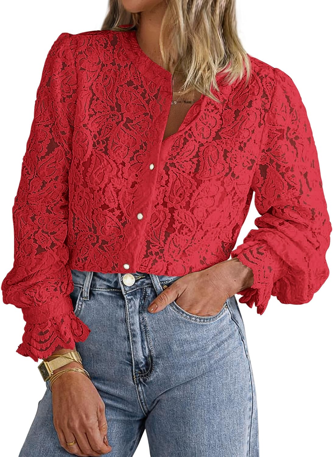 PRETTYGARDEN Women's Dressy Casual Lace Blouse for All Occasions