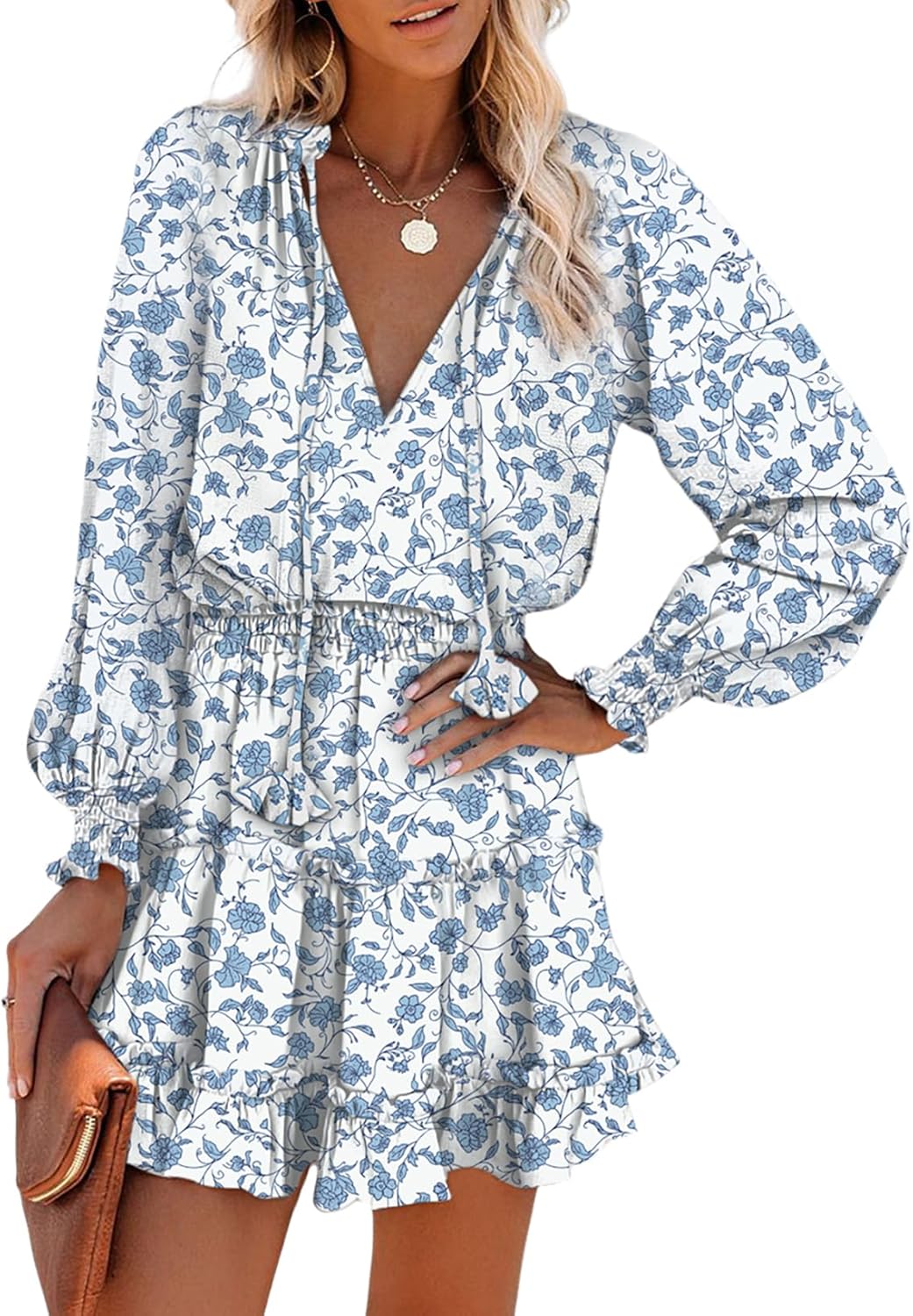Dokotoo Fall Dresses for Women 2025 Boho Floral Mini Dress