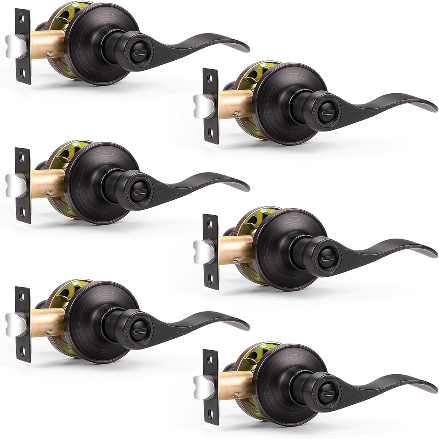 Probrico Wave Style Privacy Door Levers for Bedroom or Bathroom