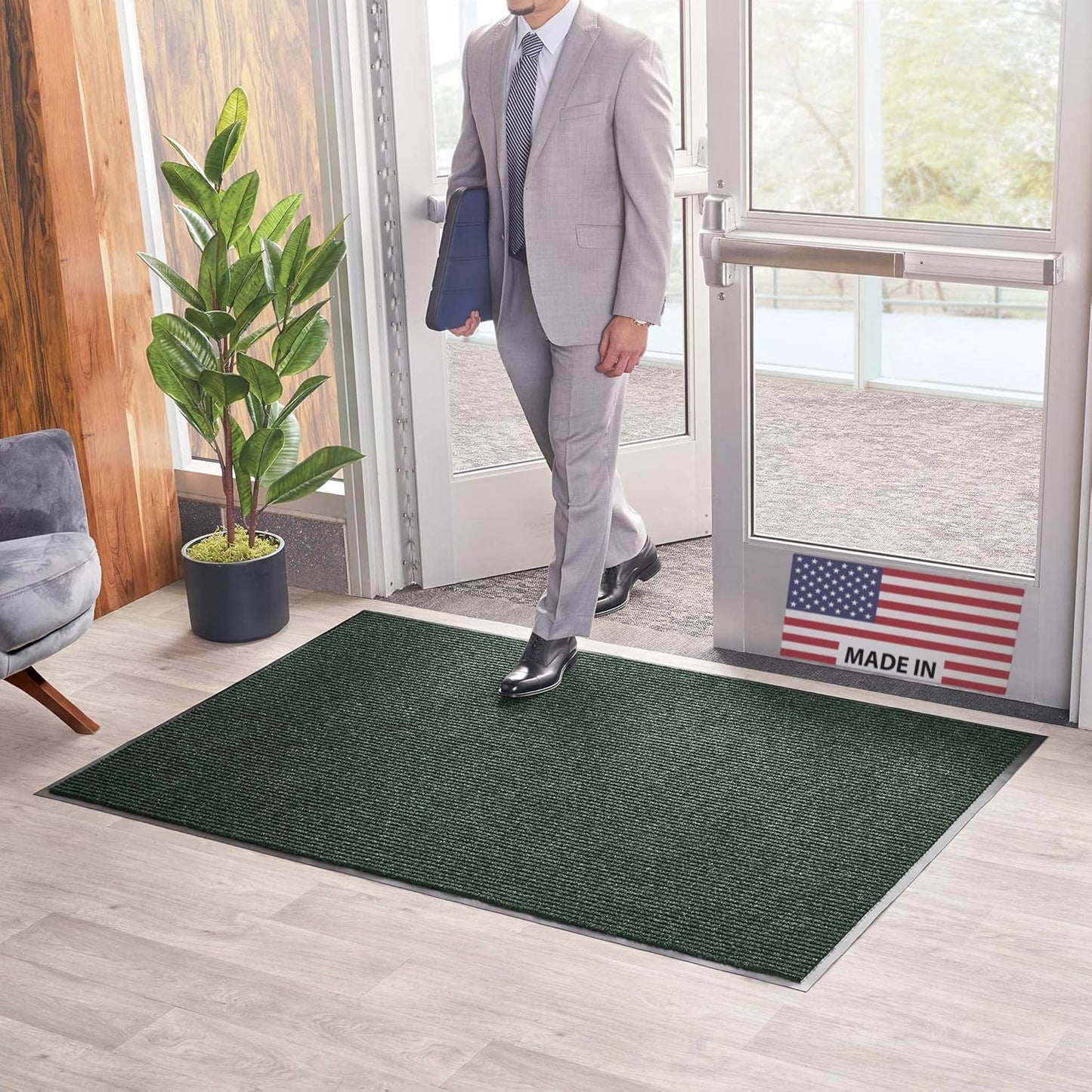 Brush Dry Mat for Indoor/Outdoor Entryways - Heavy-Duty Rug