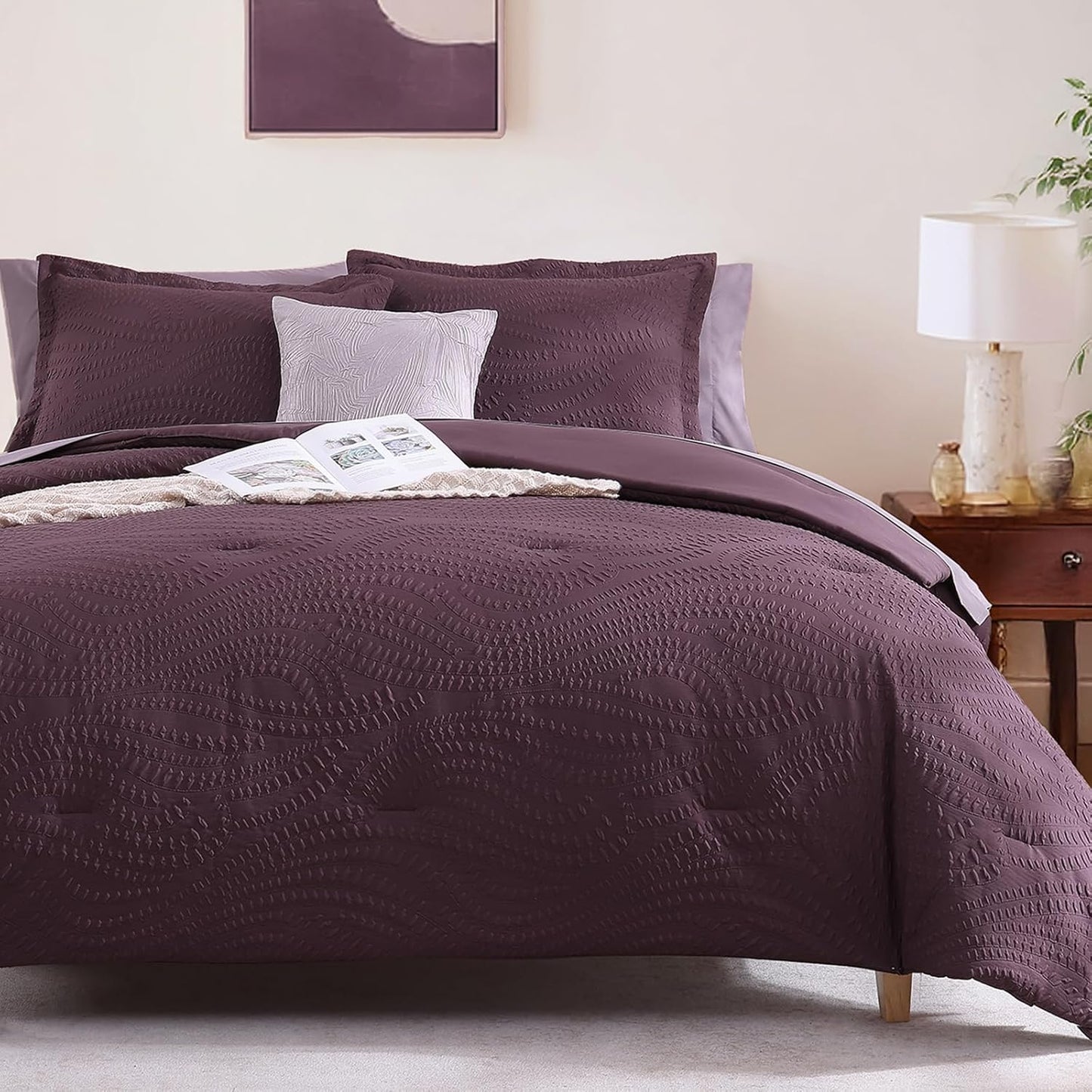 Geniospin Twin Comforter Set - 5 Piece Purple Bedding Set