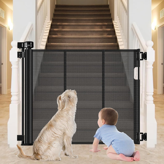 Retractable Baby Gates for Stairs with Reinforced Bar Design