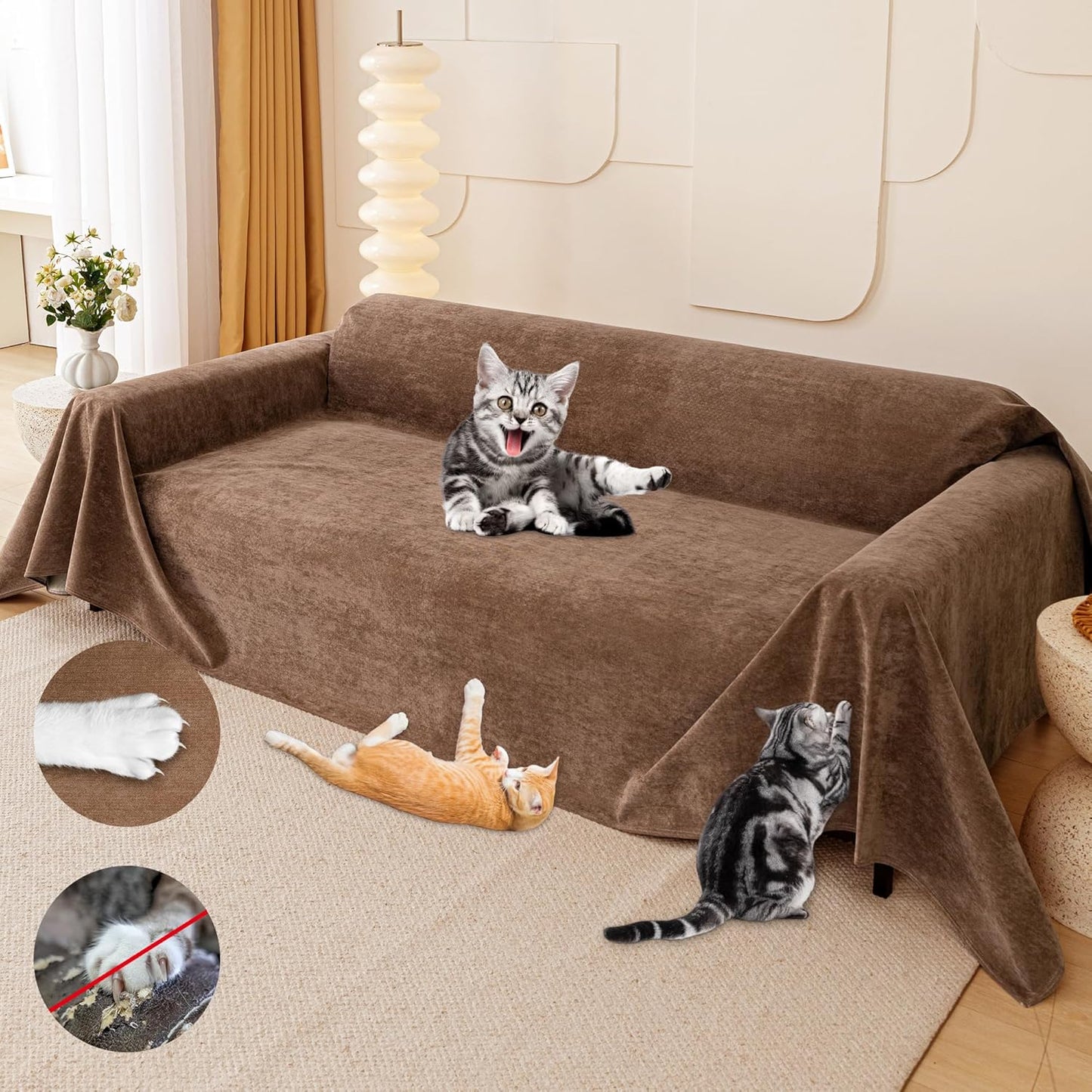 Cat Scratch Furniture Protector - Waterproof Couch Cover for Pets