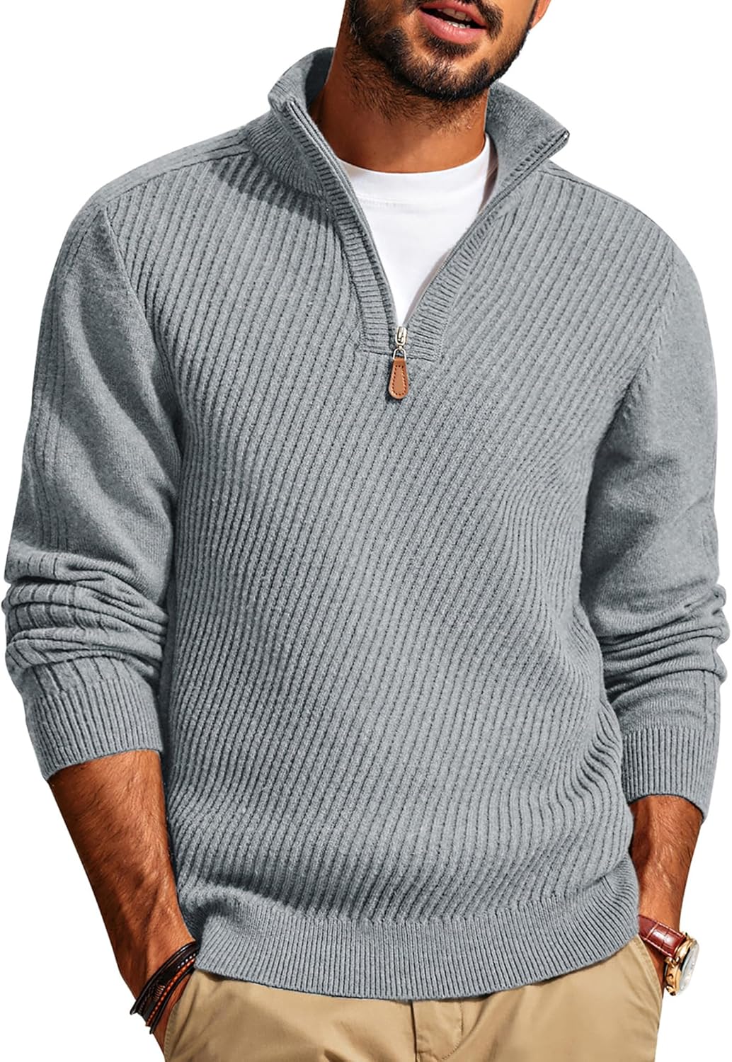 PJ PAUL JONES Mens Quarter Zip Pullover Sweater for All Occasions