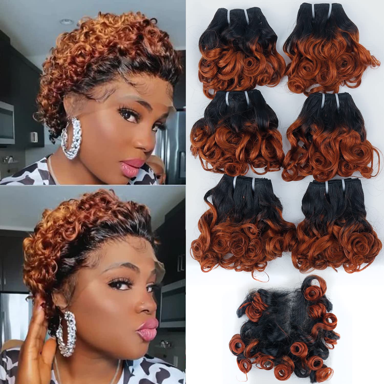 Short Curly Wavy Bundles with Closure for Stunning Looks