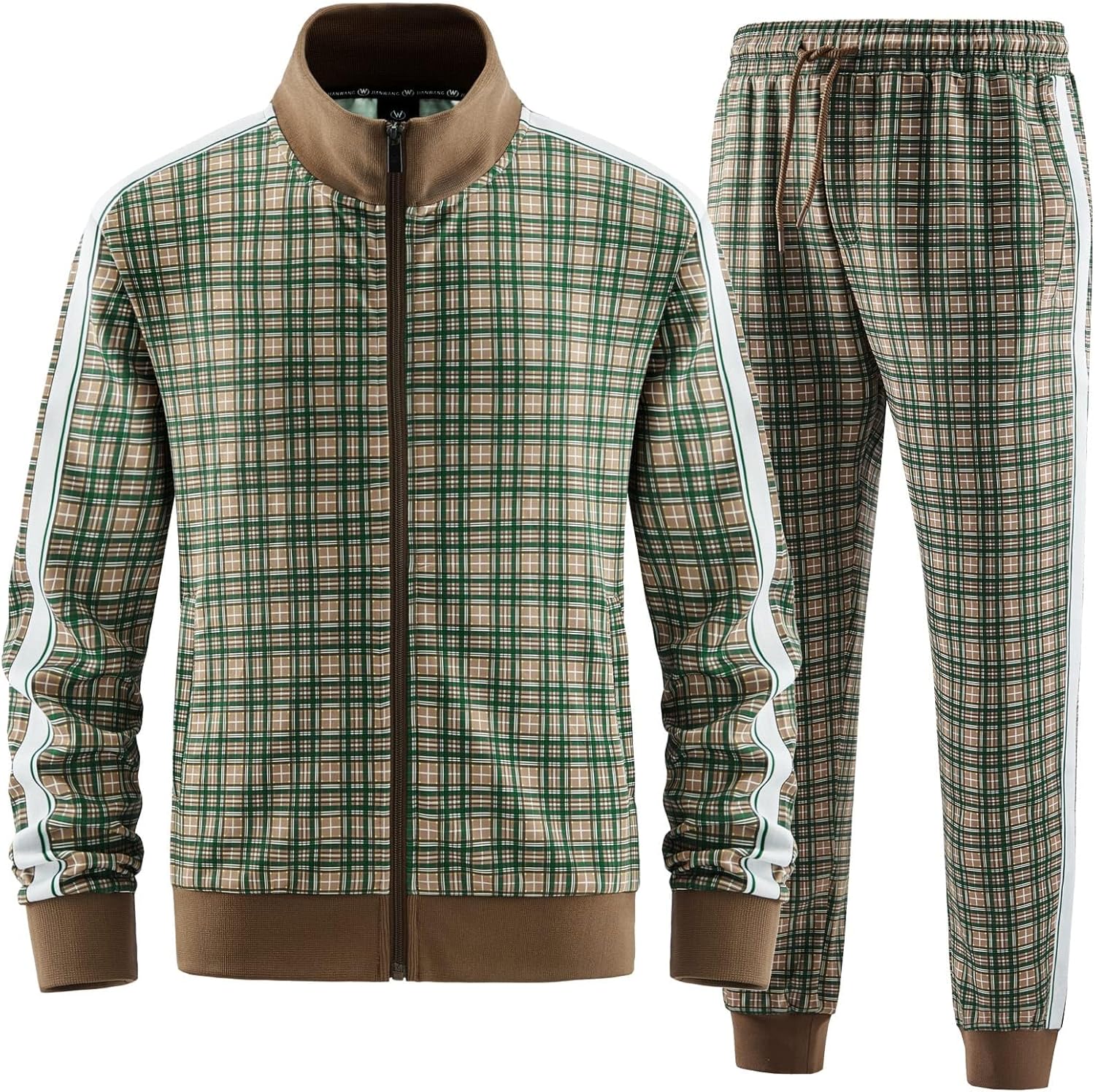 Men's Track Suits 2 Piece Set with Stand-up Collar and Pockets