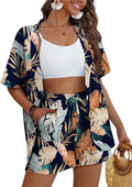 REDHOTYPE Women's 2 Piece Kimono Tropical Print Set - Beach Cover Up