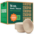 100% Compostable Paper Bowls 16 oz - Heavy Duty Bulk Case
