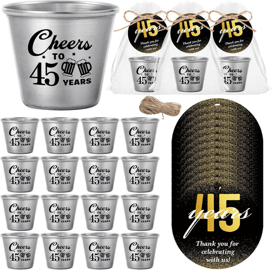 Cheers to 45 Years Stainless Steel Shot Glasses Party Favors