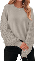 PRETTYGARDEN Cable Knit Oversized Sweater Women - Cozy Fall 2025