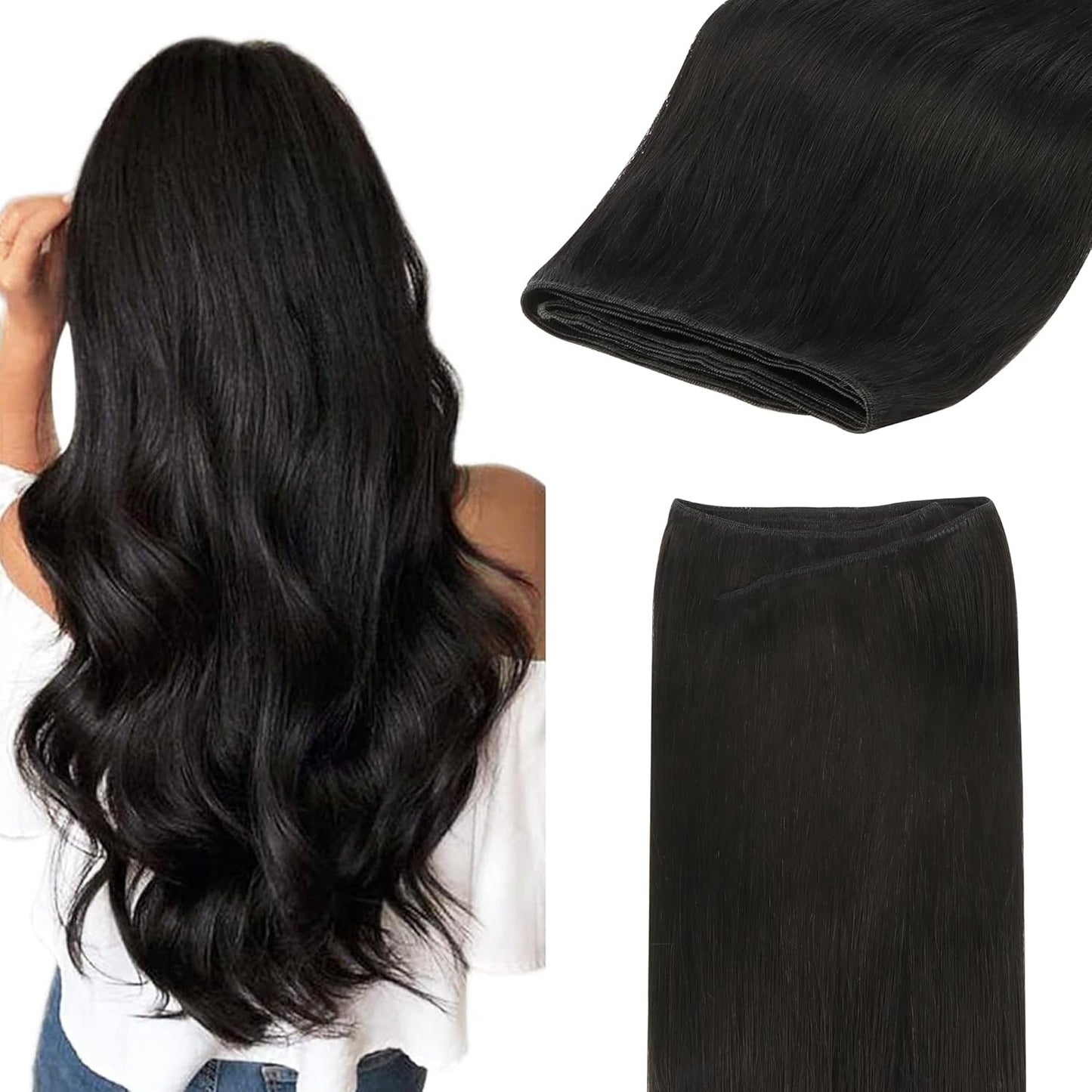GOO GOO Sew in Hair Extensions for Natural Black 22in Style