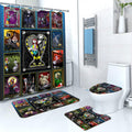 Christmas Shower Curtain Set 4Pcs with Hooks - Waterproof 71 in