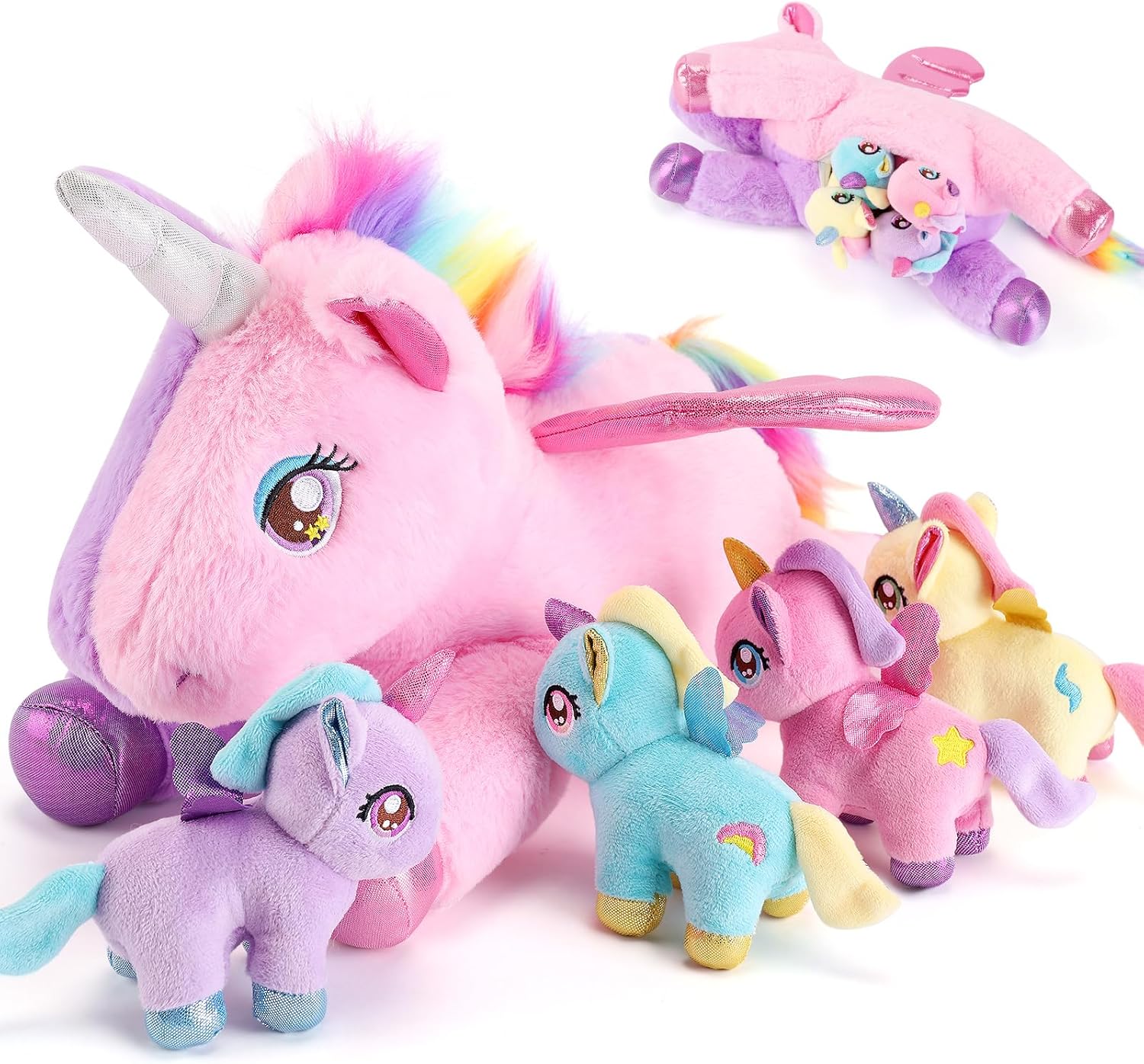 5-in-1 Unicorn Stuffed Animals Set for Girls Ages 3-8