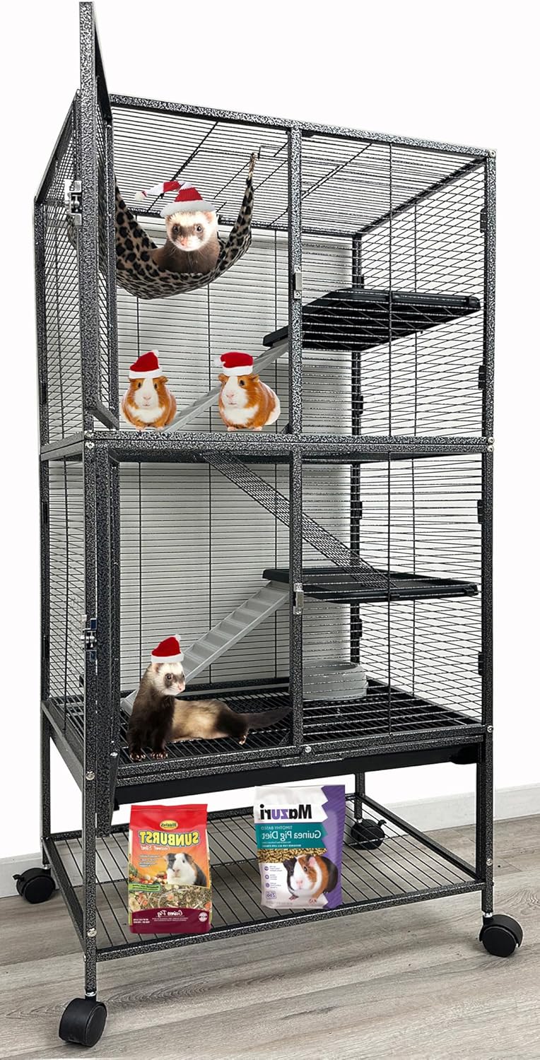 Large Two Story Deluxe Double Unit Rolling Cage for Small Animals