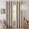 Linen Textured Blackout Curtains 52 x 72 in - Thermal Insulated