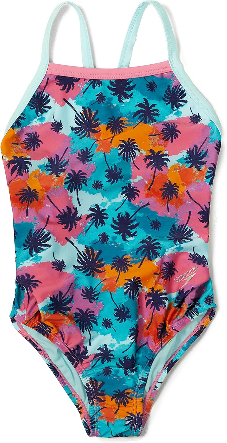 Speedo Girl's One Piece Swimsuit with Thin Straps for Comfort