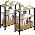Narrow Side Table Set of 2 for Small Space - Slim 2-Tier End Tables