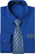 Men's Long Sleeve Dress Shirt with Matching Tie Set - Classic Look