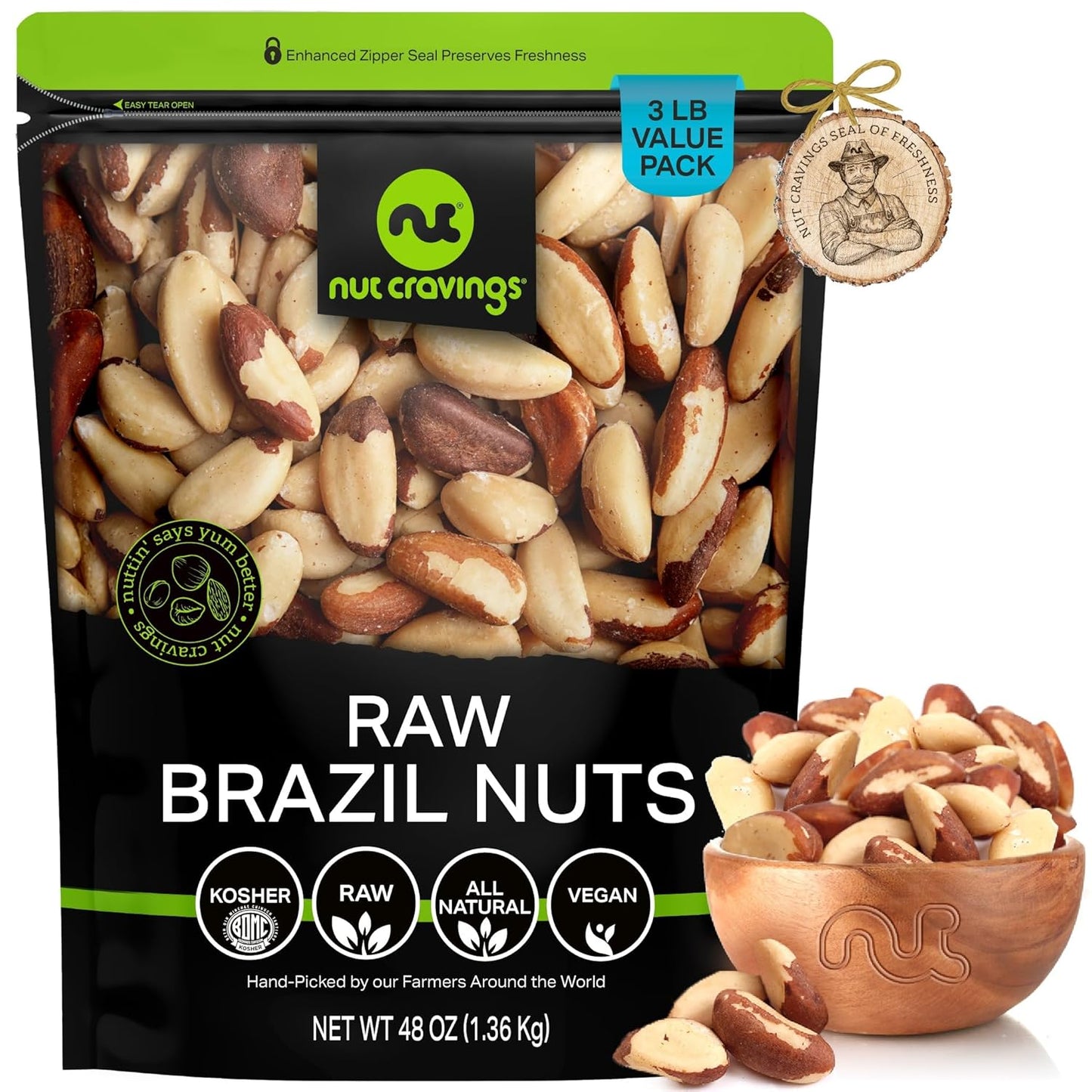 Raw Brazil Nuts - Unsalted, Whole, Healthy Snack in Bulk