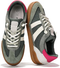 Women's Leather Casual Sneakers with Memory Foam Insoles - Non-Slip