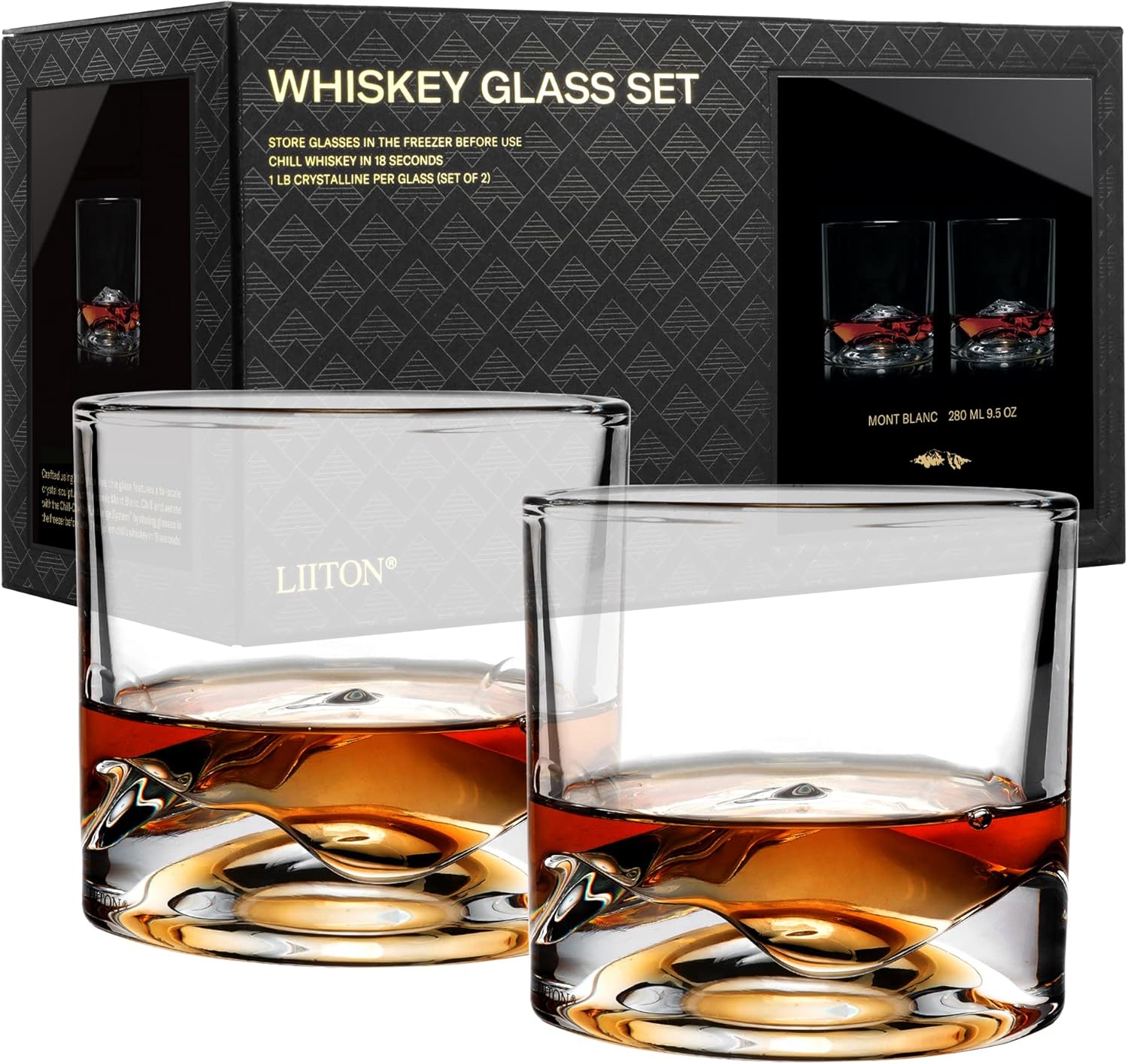 LIITON Mont Blanc Heavy Crystal Whiskey Glasses Gift Set Review