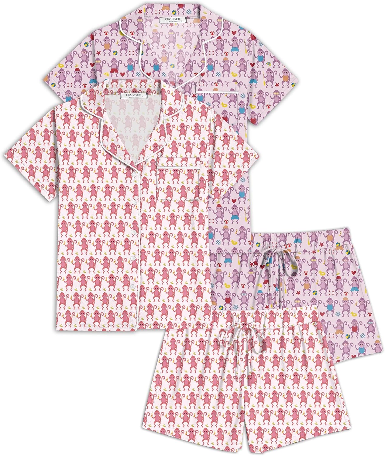 Ekouaer 2 Pack Womens Pajamas Set for Comfortable Summer Sleep