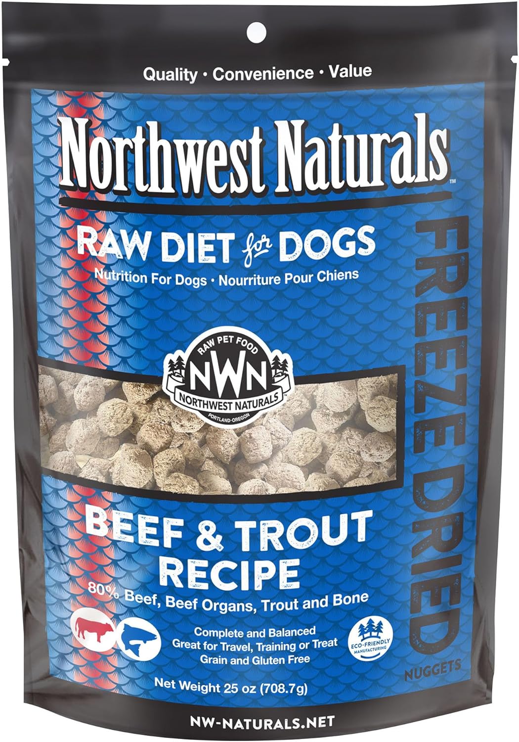 Northwest Naturals Freeze-Dried Beef & Trout Dog Food Nuggets